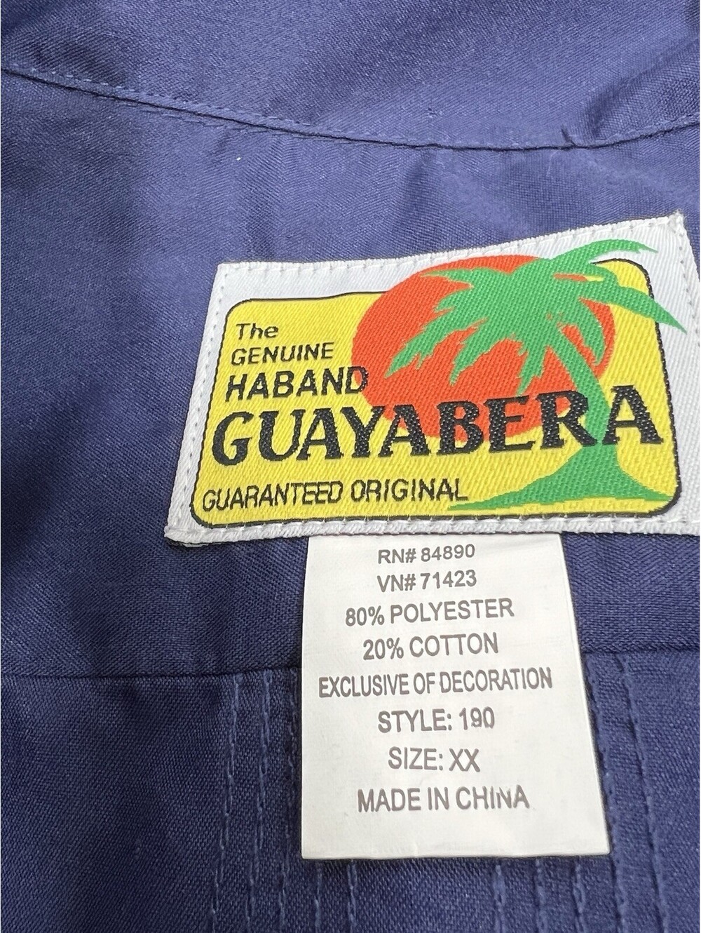 Lot Of 4 The Genuine Haband Guayabera Men Short Sleeve Zip Shirt Sz XX - Picture 4 of 9
